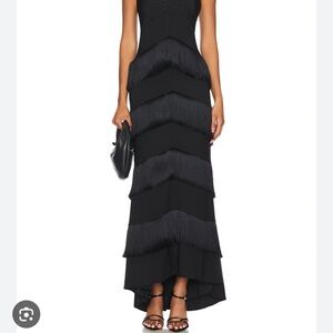 Elegant Black Tiered Evening Gown